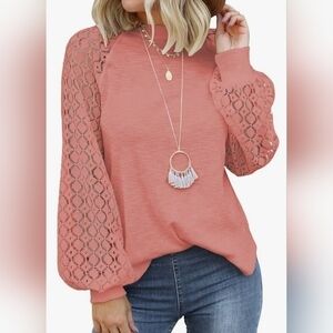 NWOT | MIHOLL | Women’s Long Sleeve Top | Lace Casual Loose Blouse | Medium